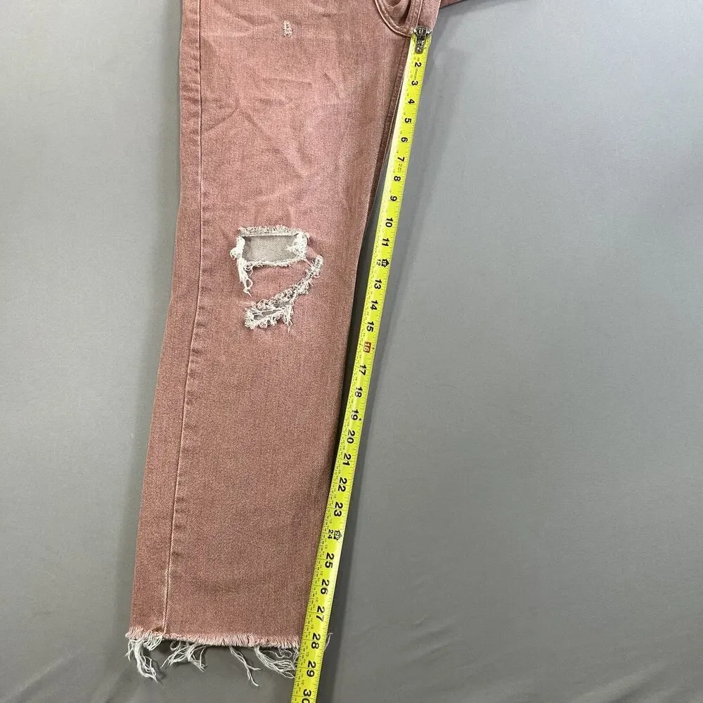 Pilcro Anthropologie Jeans Sz 31 The Vintage Straight Raw Hem High Rise Salmon - Picture 5 of 9